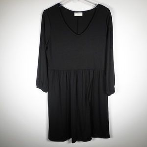 NWT Bobbi Brooks Black Soft Jersey Stretch S M 1X XL Dress Basic LBD V-Neck